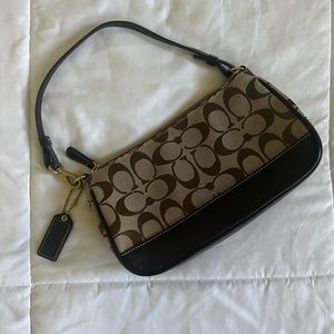 Brown vintage coach monogram mini purse